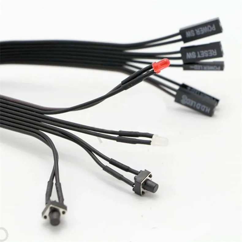 65mm Manufacturer Computer chassis switch line double button host switch with light power line