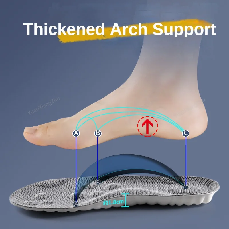 4D Latex Sport Insoles Super Soft High Elasticity Relieve Pain Deodorant Cushion Arch Support Running Insoles Foot Insole