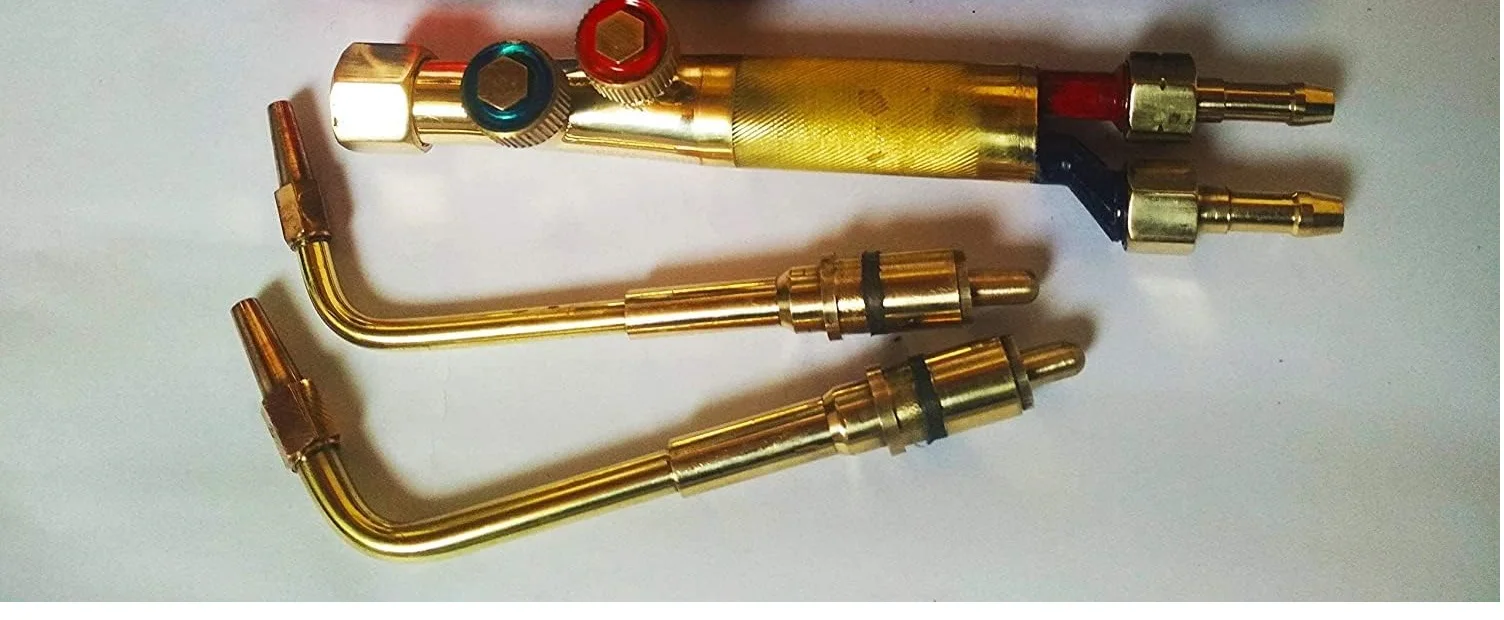 Gas Welding Torch Blow Pipe 2 inlets for LPG Gas and Oxygen Suitable for Heating and Welding Metals Iron Aluminum and Copper