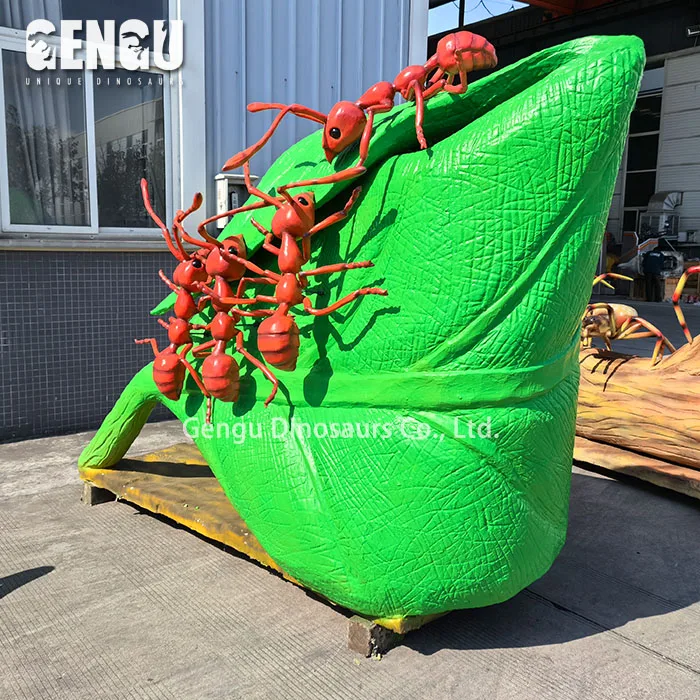 Large Static Insect Model Zoo Park Waterproof Animatronic Ants And Leaf