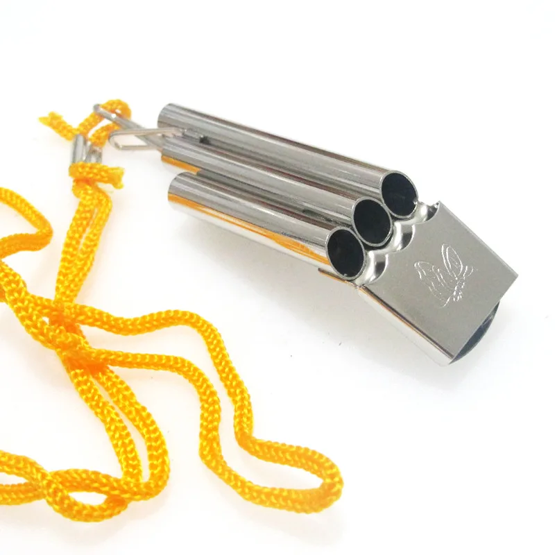 Emergency Survival Lanyard Referee Double Tube Professional Coach Loud 130dB Teacher Lifeguard Camping Metal Three tubes Whistle