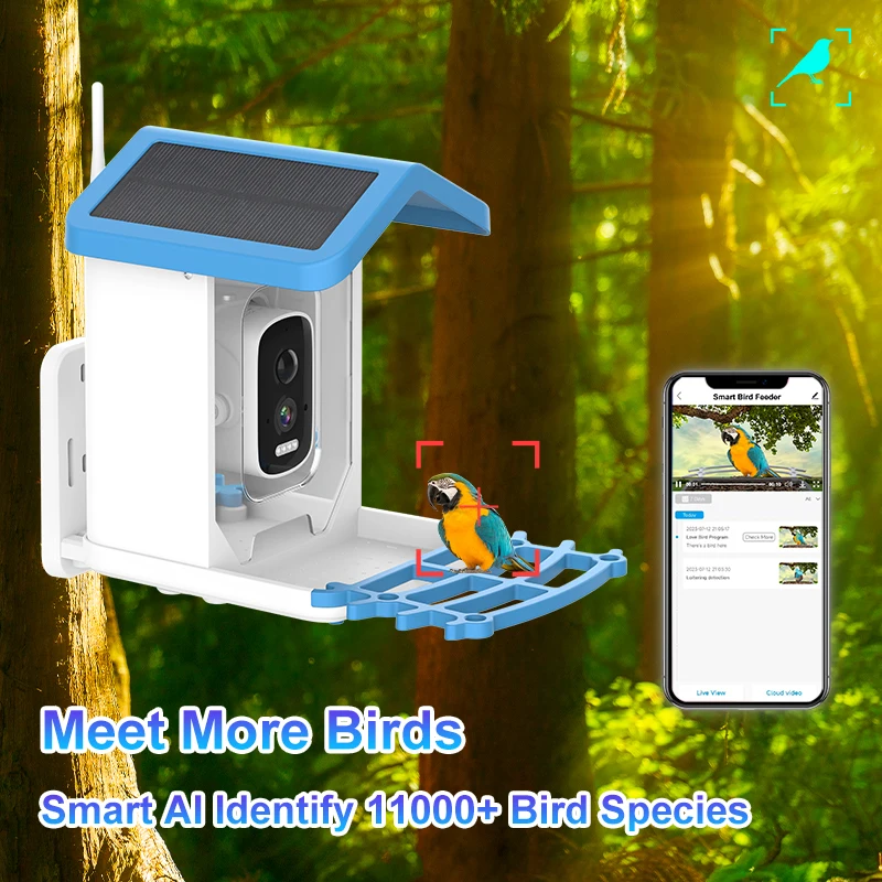 Wholesale App Control Smart Bird Watcher AI Intelligent Recognition Wild Birds Feeders for Outdoors Bird Feeder with Camera