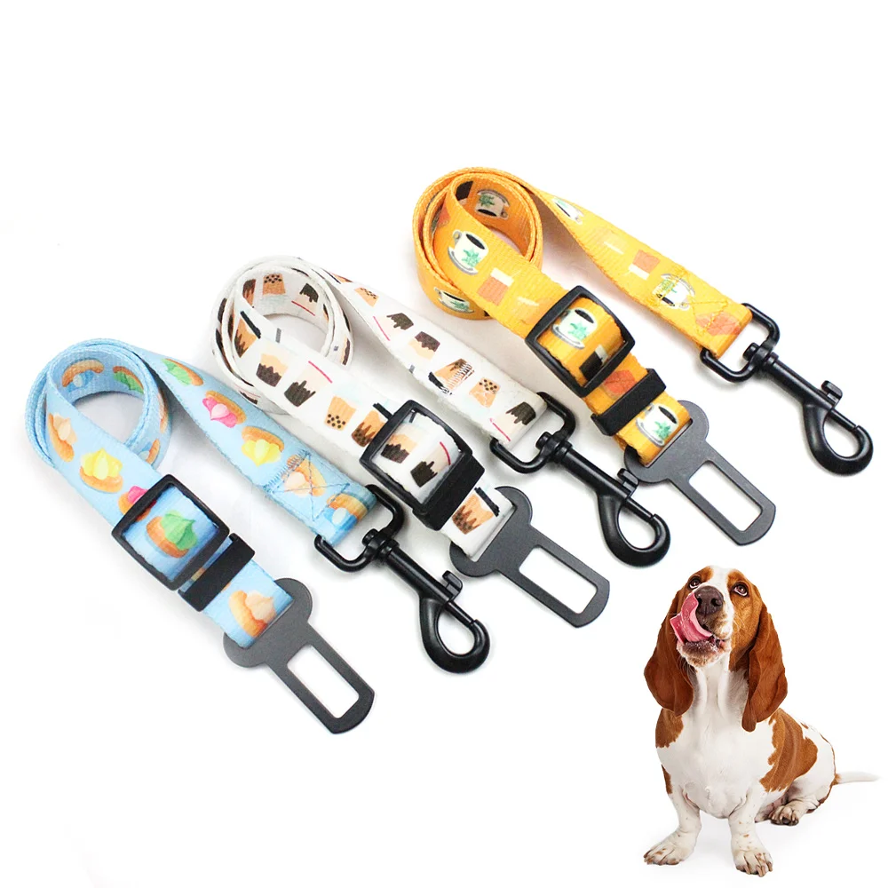 Custom Adjustable Sublimation Printed Logo PP Nylon Polyester Safety Perros Mascota Pet Cat Dog Leash Car Seat Belt