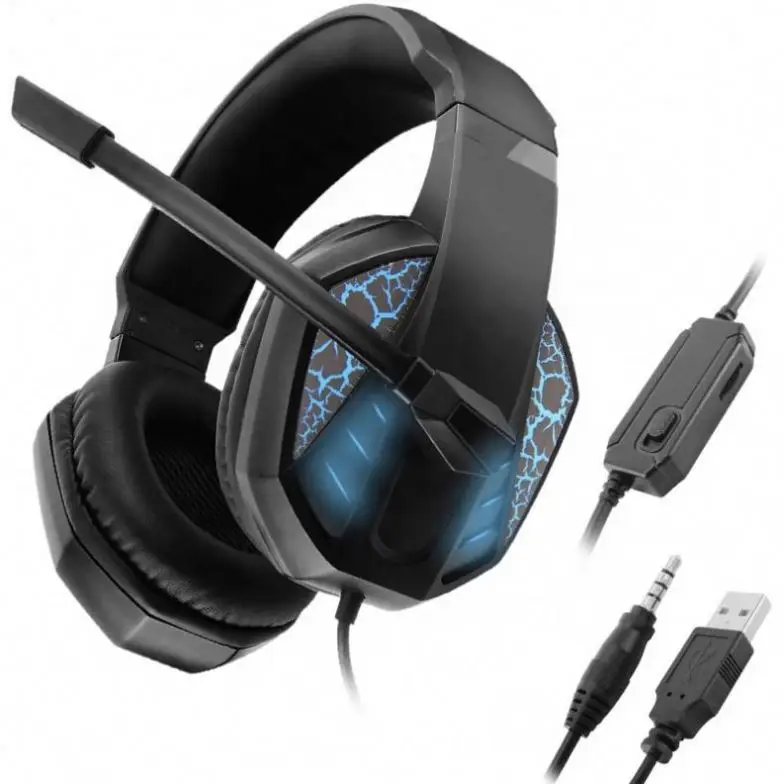 Stylish gamer headphones gaming games pc headphone gaming head set headphones with LED lights