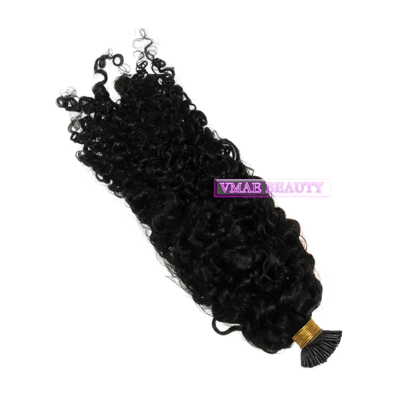 VMAE Wholesale Unprocessed Virgin Hair 100g 1g per strand NC 4A 4B 4C Afro Kinky Curly Vietnamese I Tip Human Hair Extensions