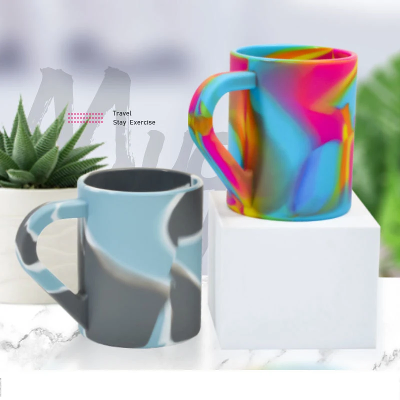 Silicone Coffee Travel Mug 12 oz Tea Kids Mug Unbreakable Coffee Cups With Handle for Coffee, Tea, Cocoa, Milk