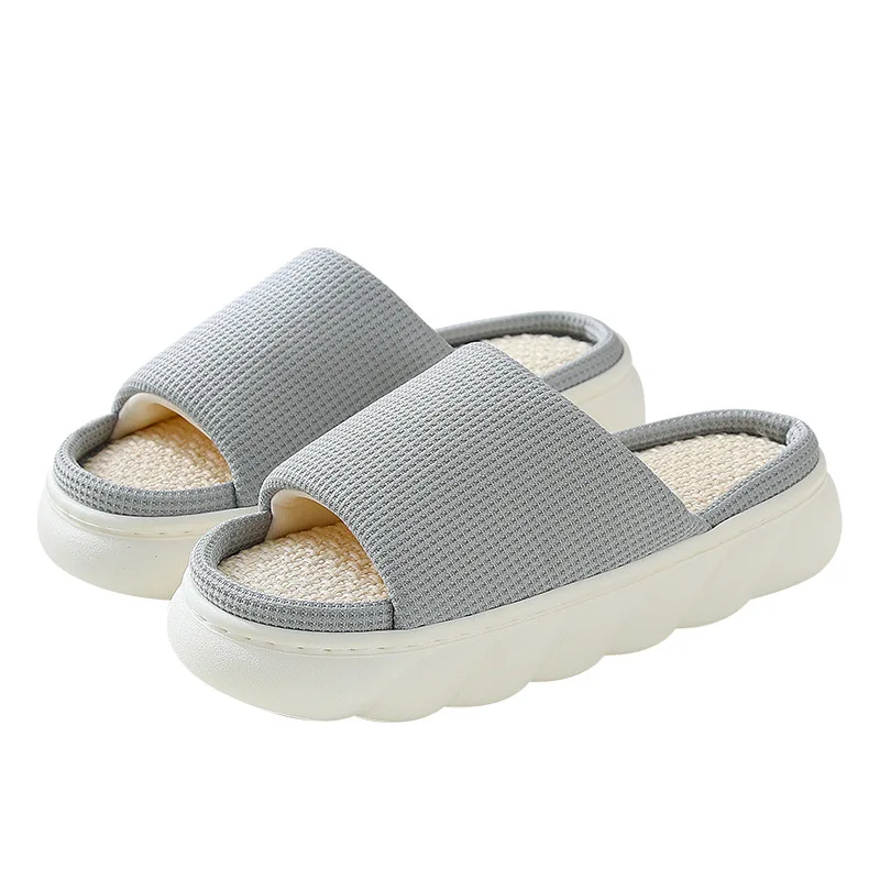 Custom Logo Indoor Eva Sole Linen Slides Sandal Couples Colorful Raccoon Slipper For Women Soft Cloud Anti-slip Summer Slippers
