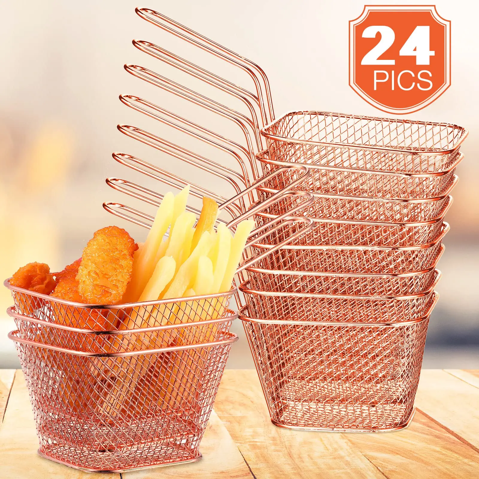 A set of Metal Iron Mini French Fry Frying Basket Chips Basket*24
