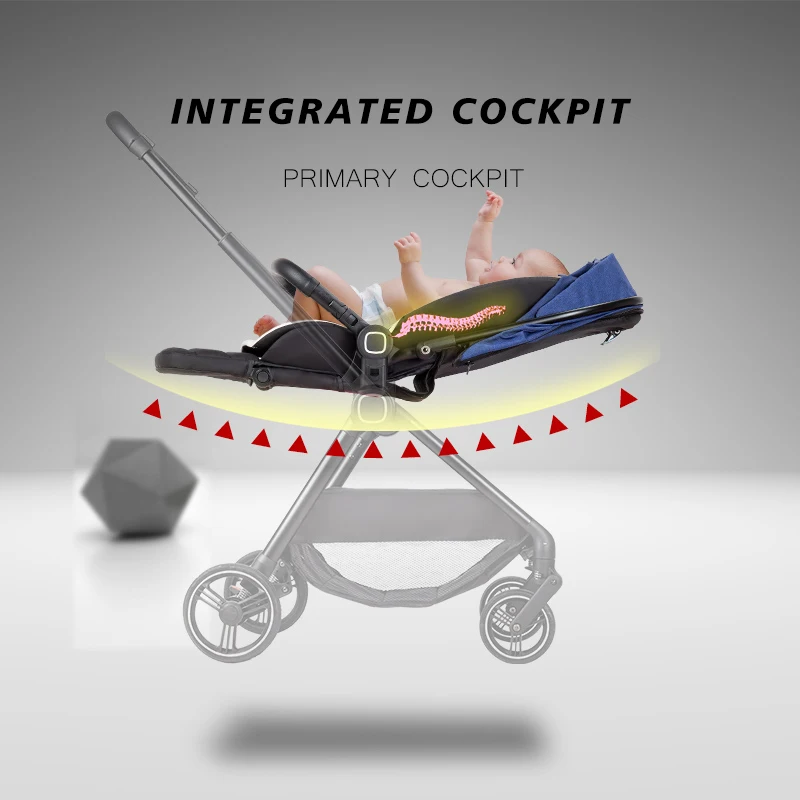 Good Quality Aluminum Frame Four Wheels Two-Way Lightweight Foldable Baby Strollers Prams 2 In 1