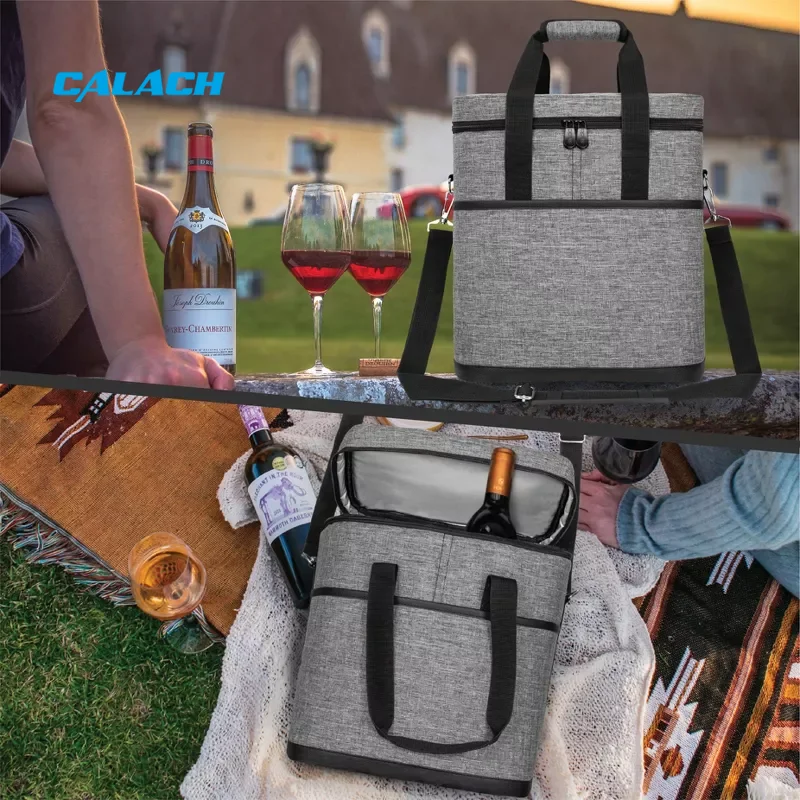 Portable waterproof soft shoulder 6-bottle wine cooler carrier tote whisky wine bag for outdoor picnics camping activities