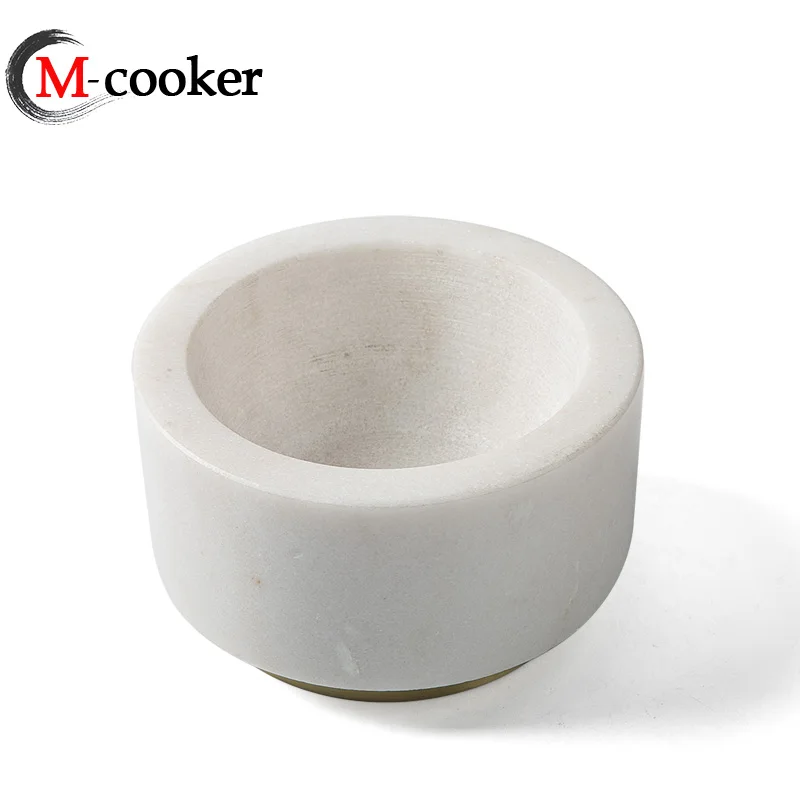 M-cooker pestle and mortar brass food seasoning grinder garlic masher natural marble mortar and pestle
