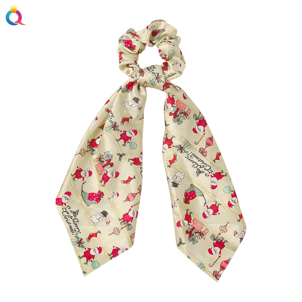 Customizable Elastic Hair Bands Large Intestine Snowflake Design New Christmas Tree Hair Ribbon Ring Fashionable Fabric Europe