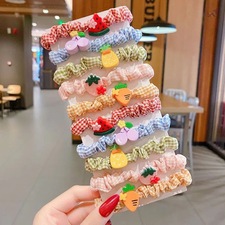 South Korean children hair rubber band cute head string girl cartoon large intestine scrunchie set