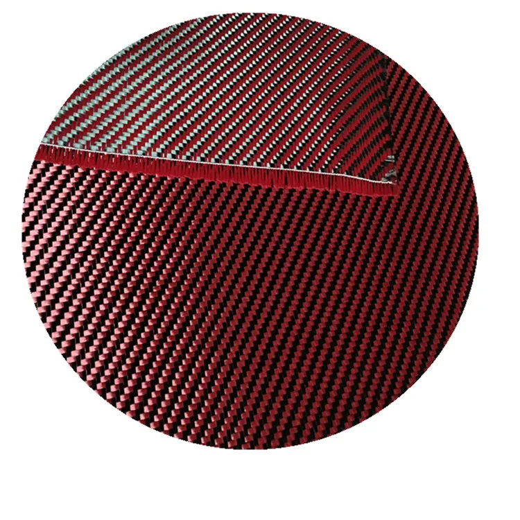 Red colorful carbon aramid fiber fabric