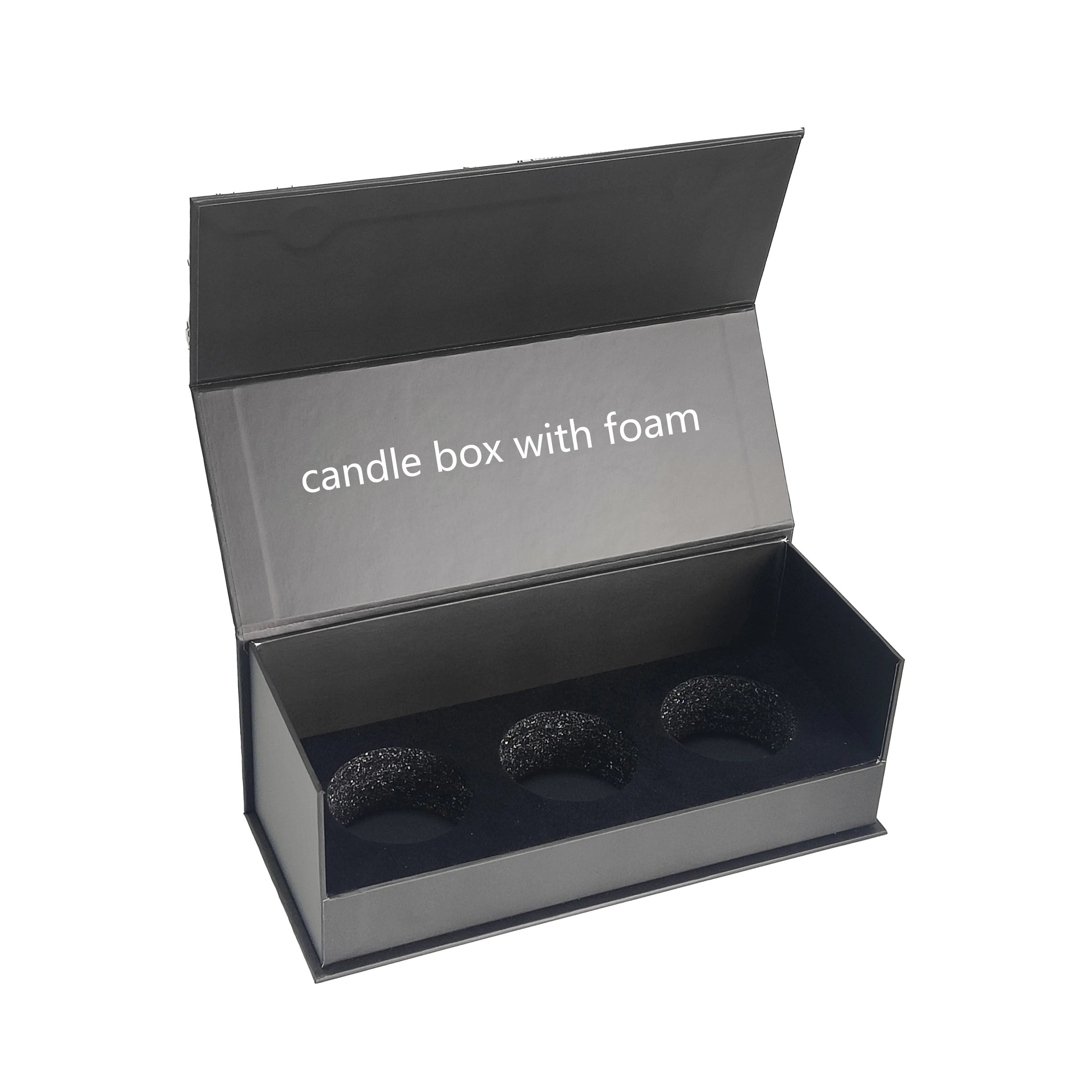 Unique Foldable Luxurious Mini 10oz 8oz Seed Paper Packaging Packiching Black Box For Candle