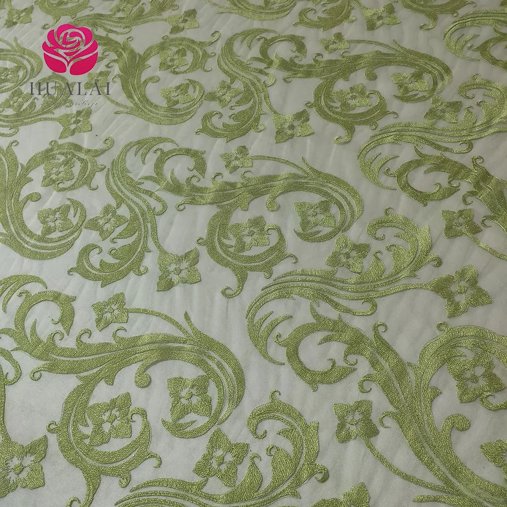 Grass green rectangular tablecloth machine cutwork embroidery tablecloth for family table linens wedding