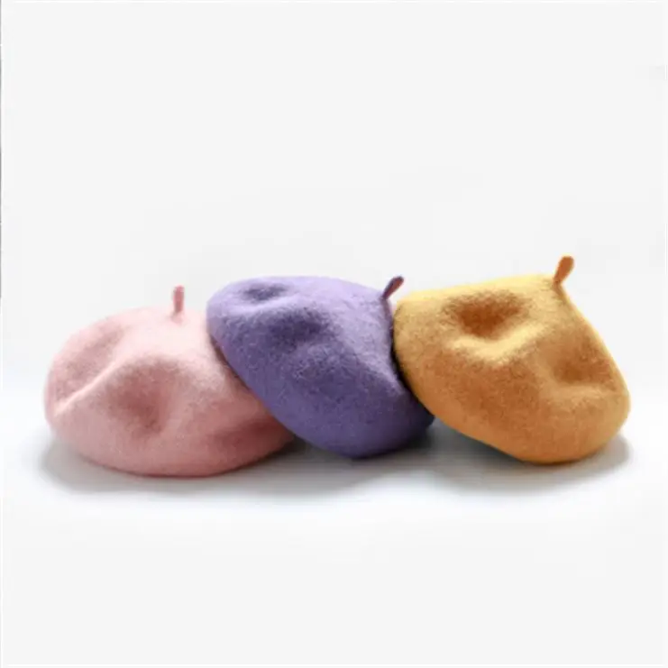 Berets-Ea136 Fashion Oem Odm Kid Size Beret Hat For Outdoor, Girls French Style Painter 100% Wool Female Children
