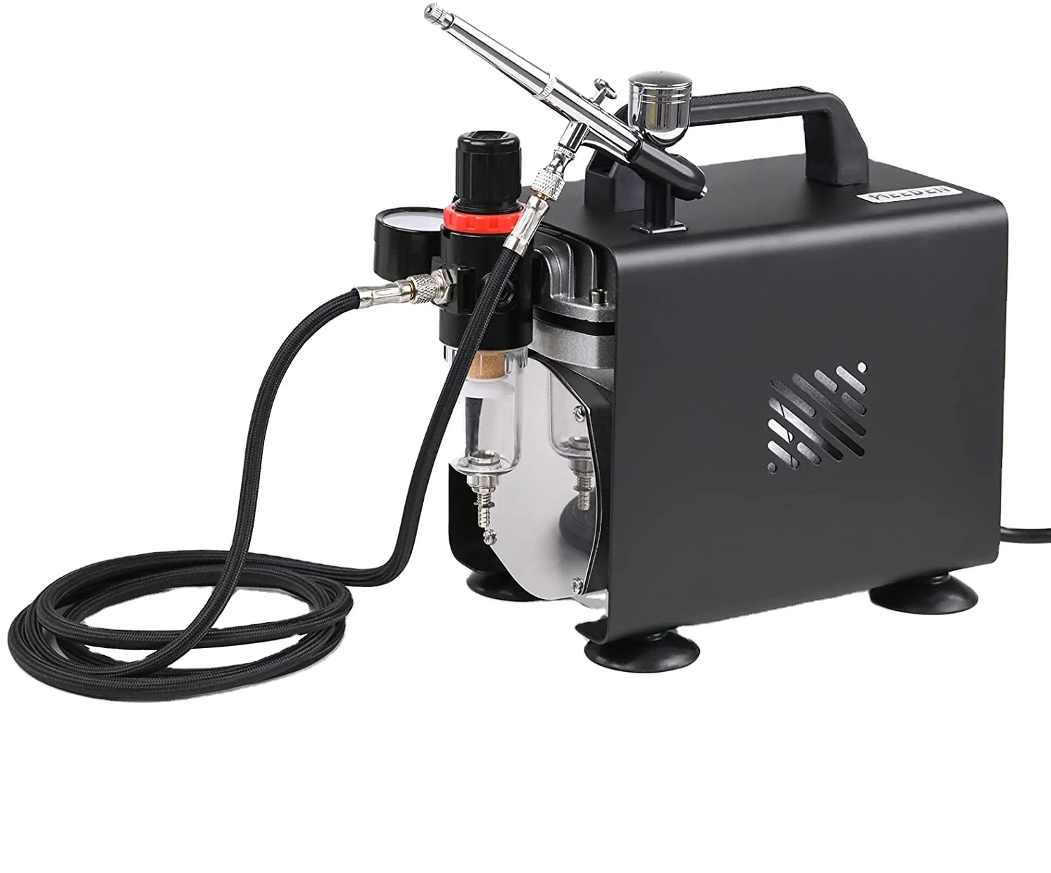 MEEDEN Airbrush 1/5 HP Auto-Stop Airbrush Compressor, Thermally Protect, 47db - Regulator Water Trap, Holder, 1/8 Air Hose