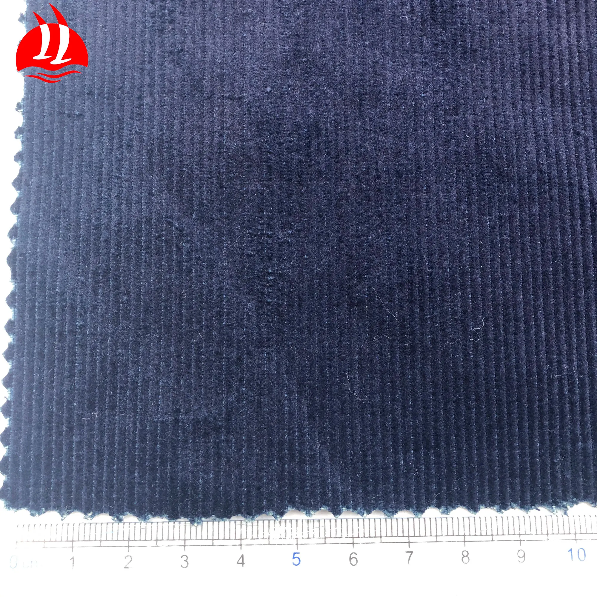 
100% cotton high quality fine 14 wales indigo solid dyed corduroy fabric 