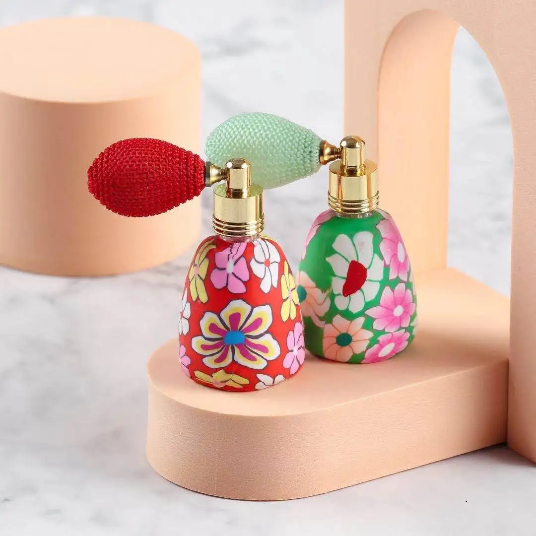 15ml Polymer Clay Perfume Bottles Empty Refillable Bottle Airbag Atomizer Spray Scent Bottle Pump Case Travel Cosmetic Container
