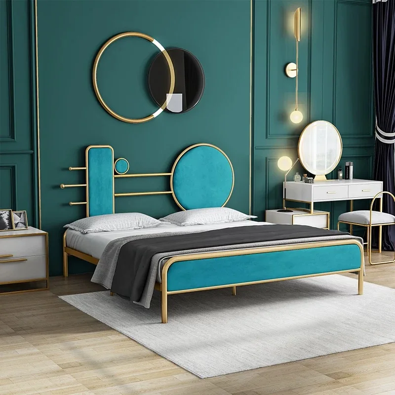 Metal Double Bed Frame Hotel Apartment Queen Size Gold Metal Beds Frame