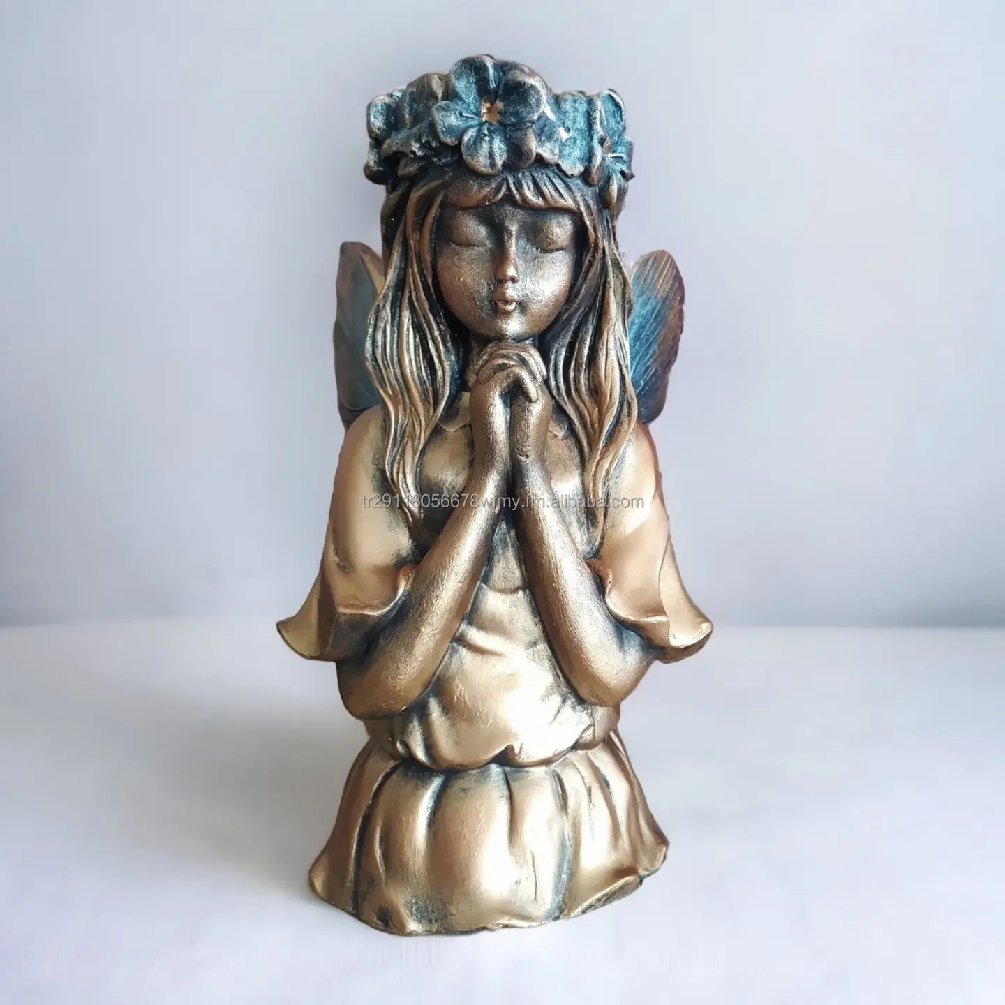 Modern Luxury Home Accent Winged Angel Girl Statue Cherub Figurine for Hotel & Restaurant for Shelf Decor & Table Top
