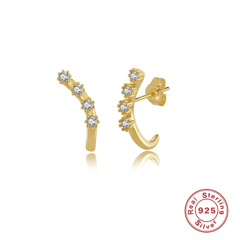 QLEESI Exquisite Jewelry Hot Sale Wholesale Sterling Silver 18K Gold Romantic Zircon Stud 925 Earrings