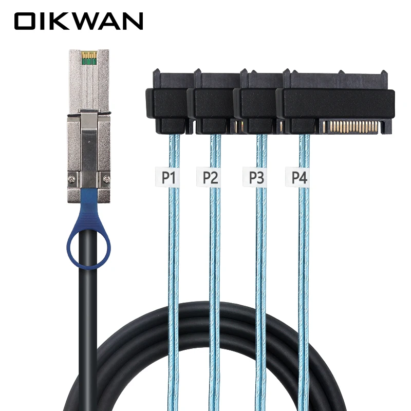 External MiniSAS 8088 to 4*8482+15 Power supply integrated 2m Cable High-Speed Data Transfer Cable for Computers