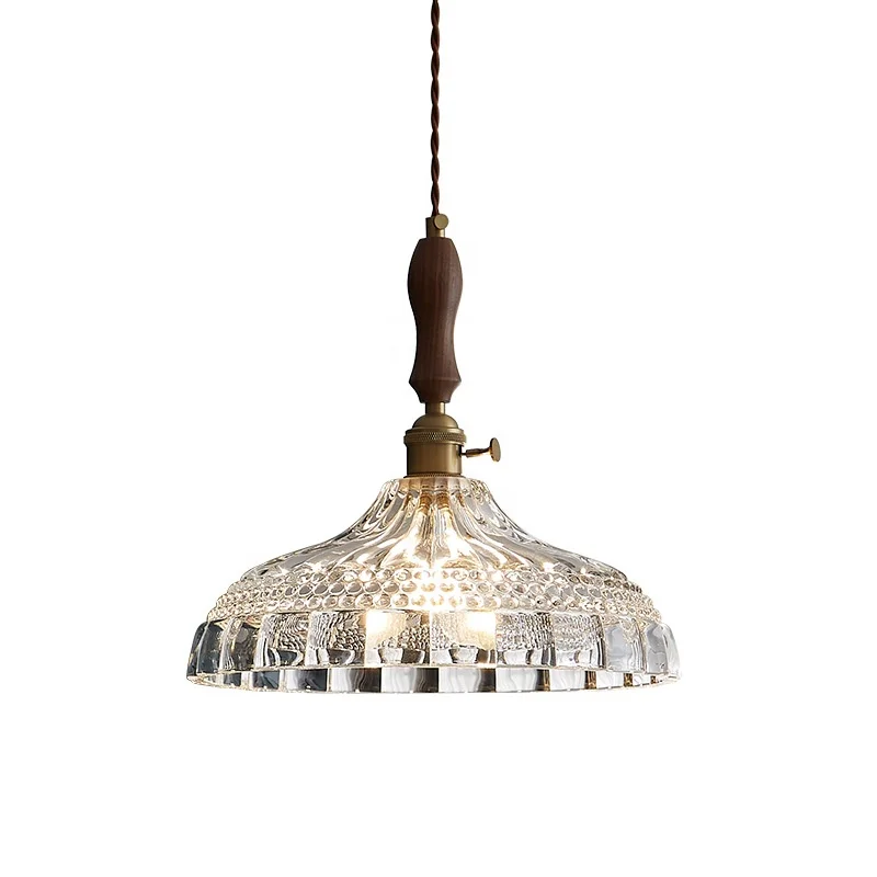 American retro brass bar dining room bedside window study bedroom small glass pendant light