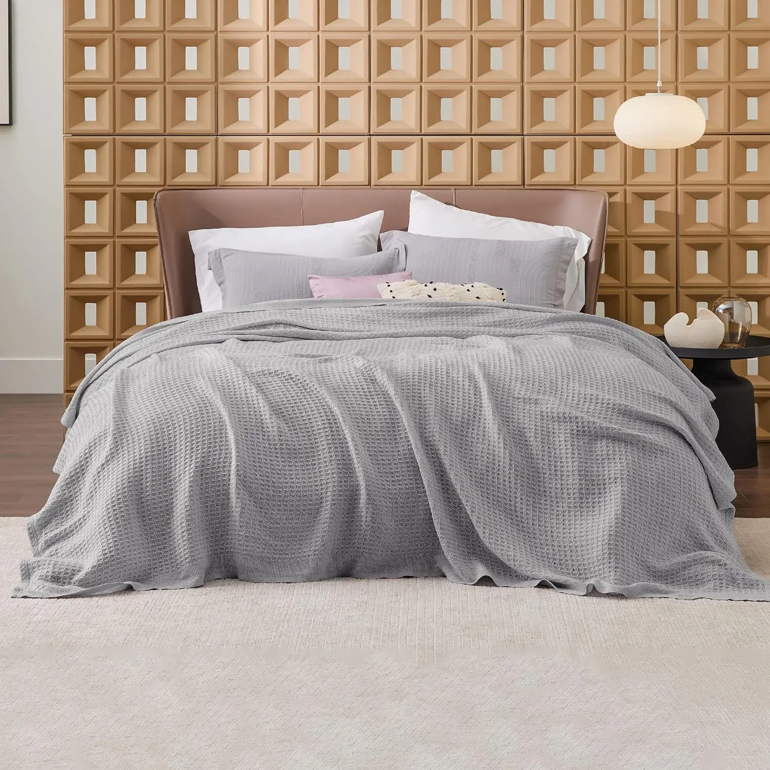 New Versatility Summer Cooling Reusable Breathe Organic 100% Cotton Waffle Weave Throw Blankets With Custom Logo