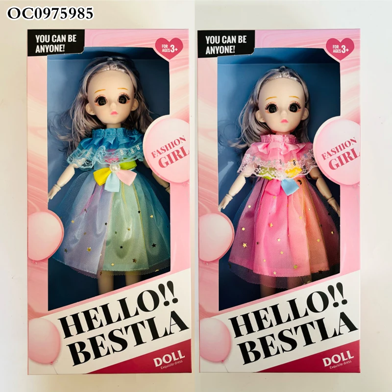 Fashion wear dress big eyes cute cartoon 12 inch baby girls doll toys 2024 for kids cheap