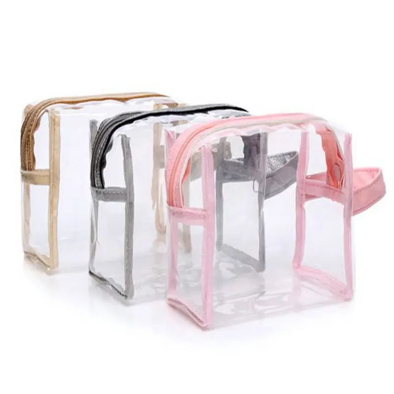 Custom Logo Printed Organizer Gift Toiletry Plastic Zipper Storage PVC Travel Cosmetic Makeup Bag