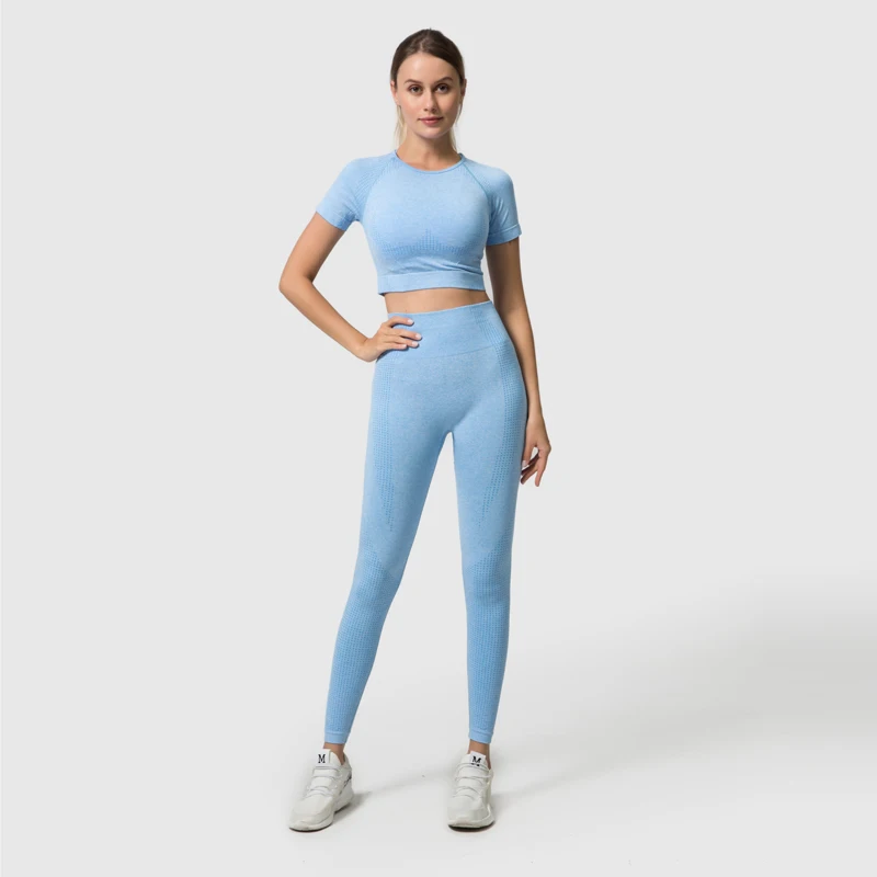 
5pcs women vital seamless yoga set workout sport wear gym clothing short long sleeve crop top high waist leggings sports suit 