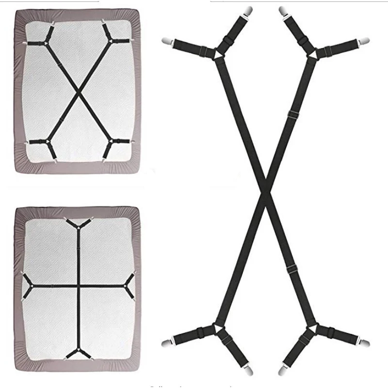 4 sides crisscross sofa mattress thicker band custom package big size adjustable triangle elastic suspenders bed sheet fasteners