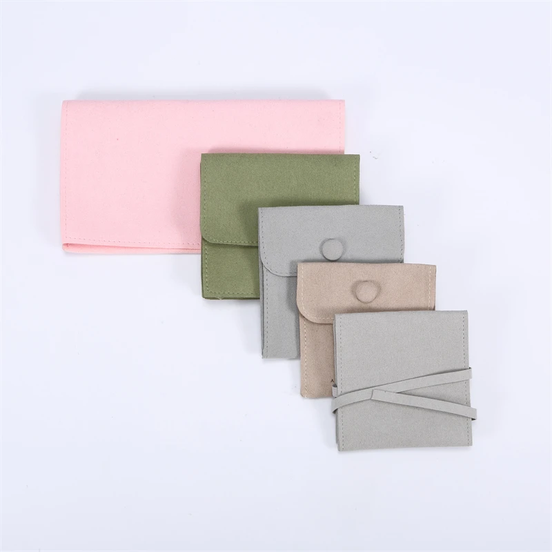 jewellery envelope package velvet pouch earring rings microfiber jewelry pouch