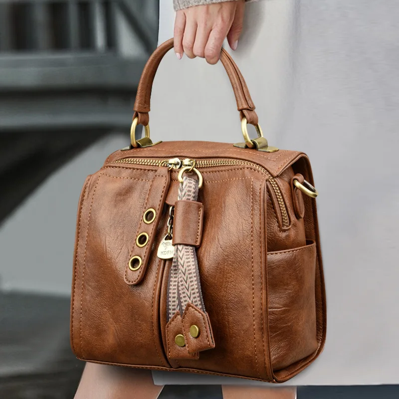 FANXI RTS Hot Selling Square Soft PU Leather Luxury Brand Crossbody Bag Hand-handle Shoulder Bag Designer Handbag for Women