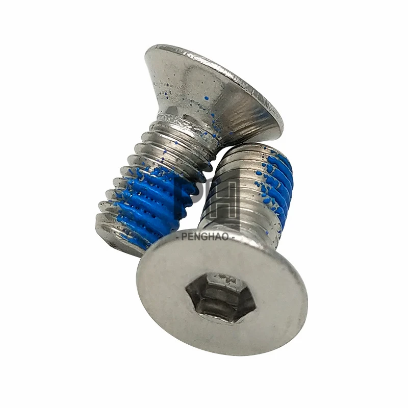 304 Stainless Steel Hex Socket Countersunk Head Adhesive Screw M2.5 M3 M4 M5 Thin Countersunk Small Flat Head Anti-Loose Screw