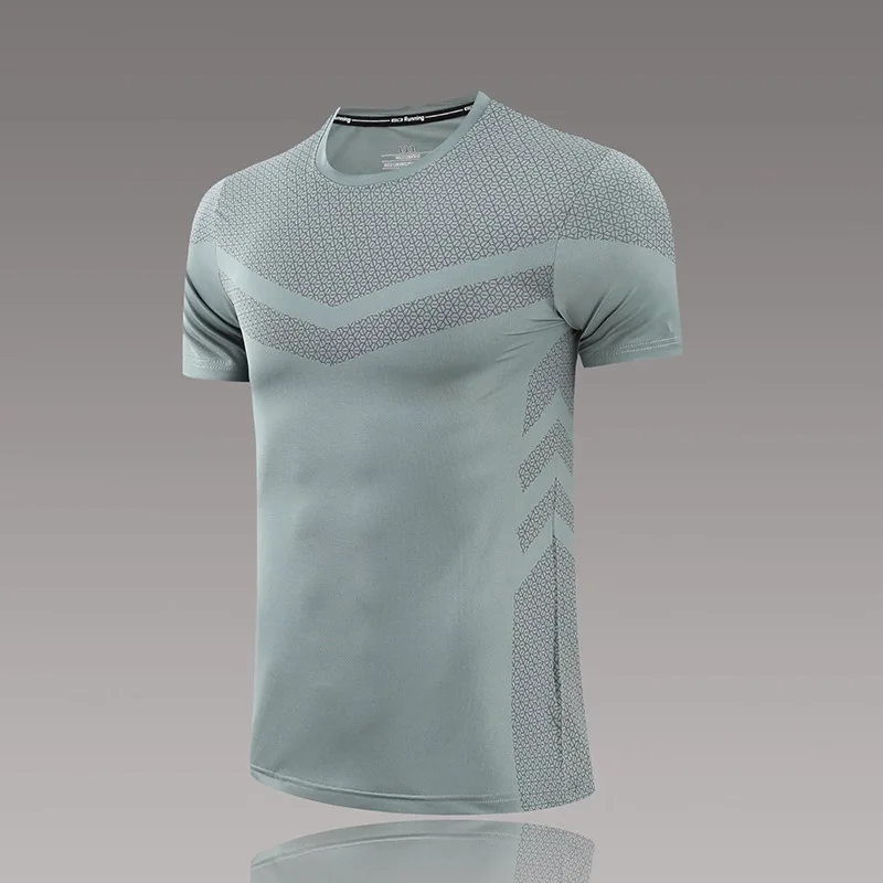 High Quality New Arrival 90% Polyester 10% Ammonia Short Sleeve Training Gym Quick Dry Sports Shirt