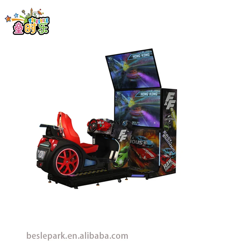 Fast and Furious Arcade racing game machine with motion seat, Dual screen FF Car Driving Machine