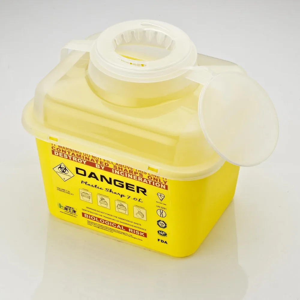 Dailymag Wholesale Yellow Red Plastic Sharps Disposable Syringe Needle Container