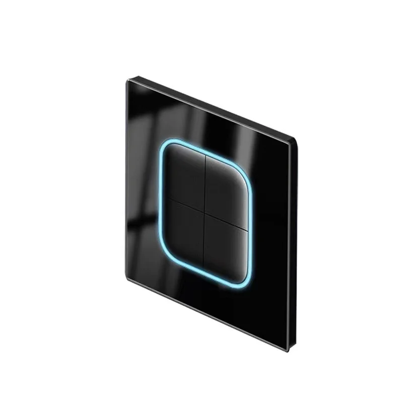 Lumind matte black led wall outlet panel Wall Tempered Glass Push Button Glass Panel Way Electric LED Light Wall Touch Switch
