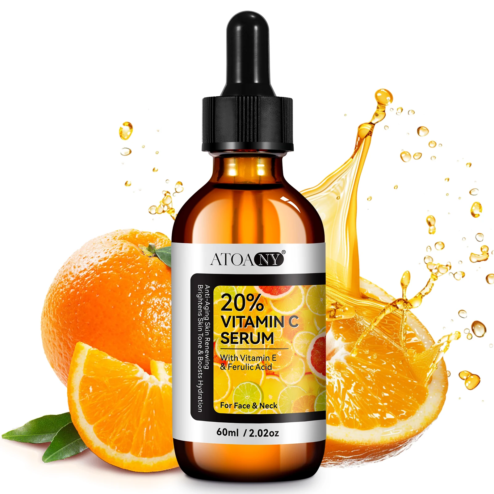 ATOANY 60ml boosts skin metabolism reduces wrinkles vitamin c and e facial serum 20% vitamin c serum for face