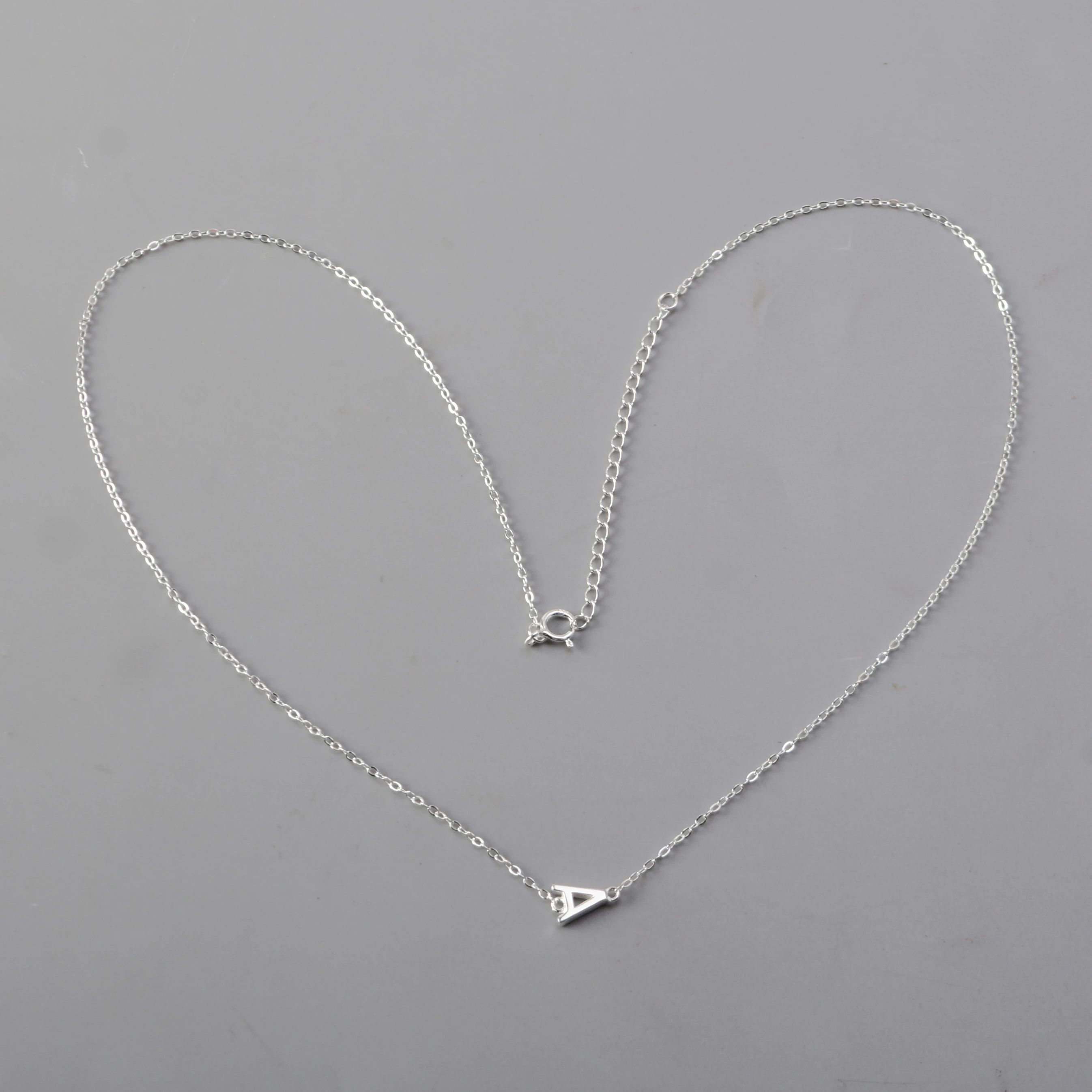 Personalized 925 Mini Charm Sideways Gold Plated Custom Alphabet Silver Initial Letter Necklace