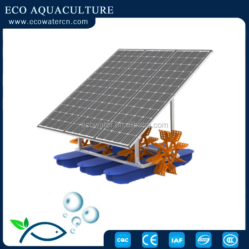 Ecoaquaculture  solar paddle wheel aerator dc solar water oxygenator aerator for fish pond solar powered impeller paddle wheel a