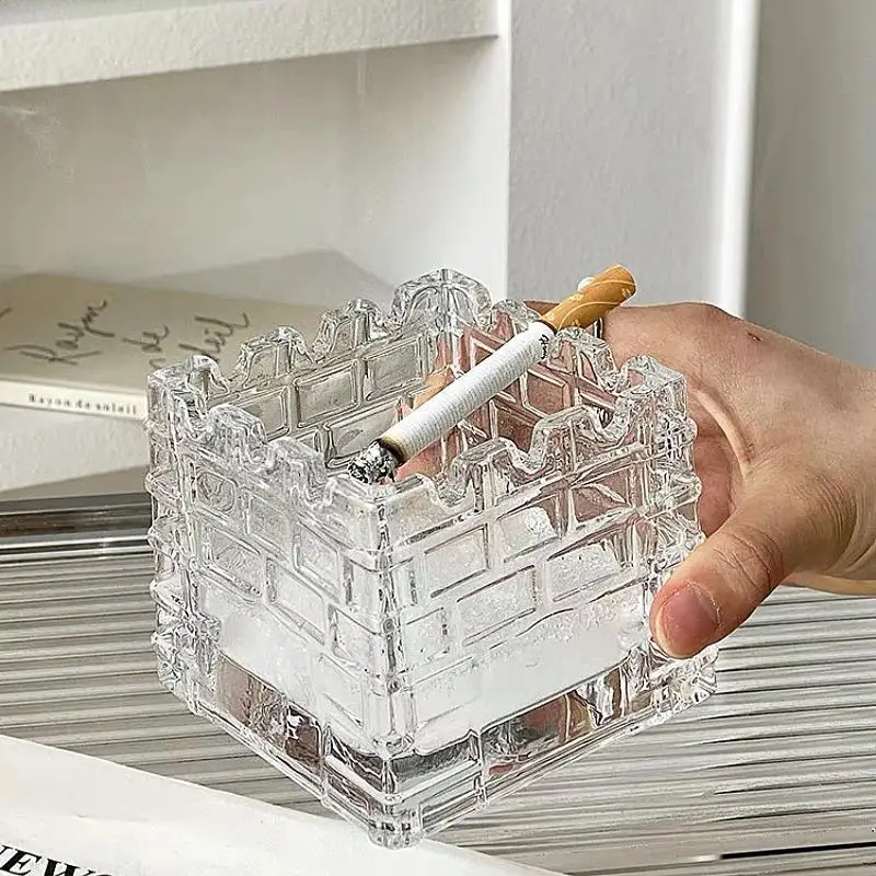 Creative Personality Trend Light Luxury Ornaments Fashion Glass Advanced Castle Ashtray Household Living Room Office Ashtray