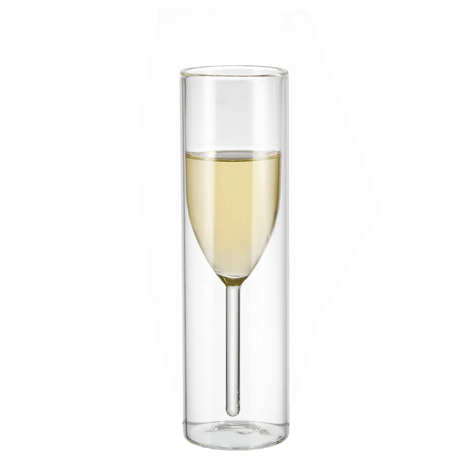 Factory High Borosilicate creative Double Wall Insulated Cup Upside Down Double-Layer wine glass