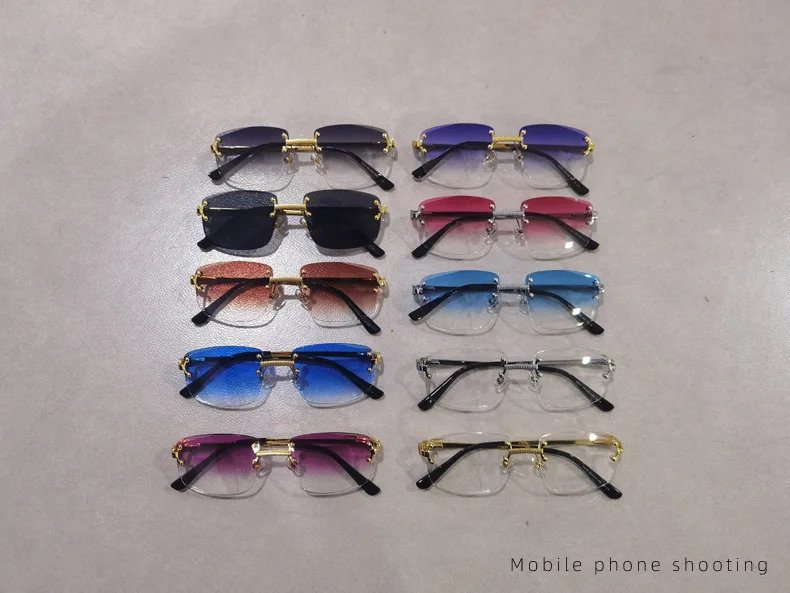 Custom Polarized Logo New Style Black Red Sunglasses Women Rimless SunGlasses