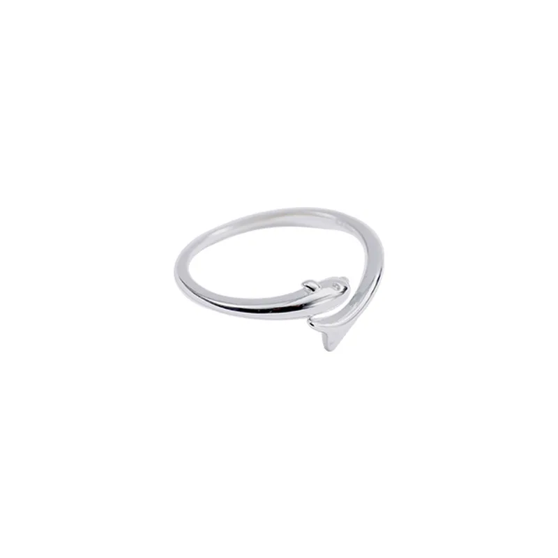 Small Fresh Cute Dolphin Ring S925 Sterling Silver Korean Ocean Glossy Fish Open Finger Ring Fine Jewelry Rings