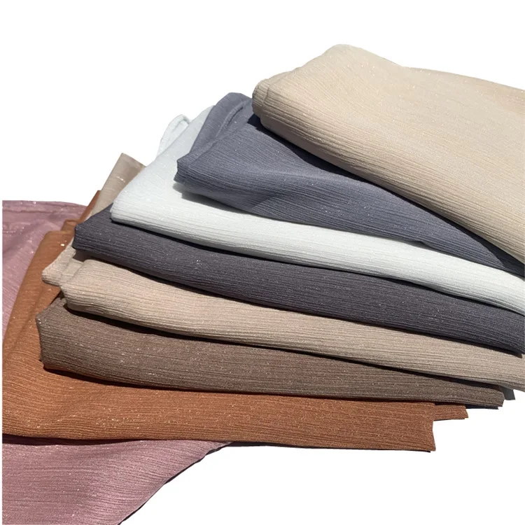 Wholesale 22 Colors Premium Chiffon Hijab Heavy Plain Shimmer Chiffon Muslim Hijab Malaysia Scarf