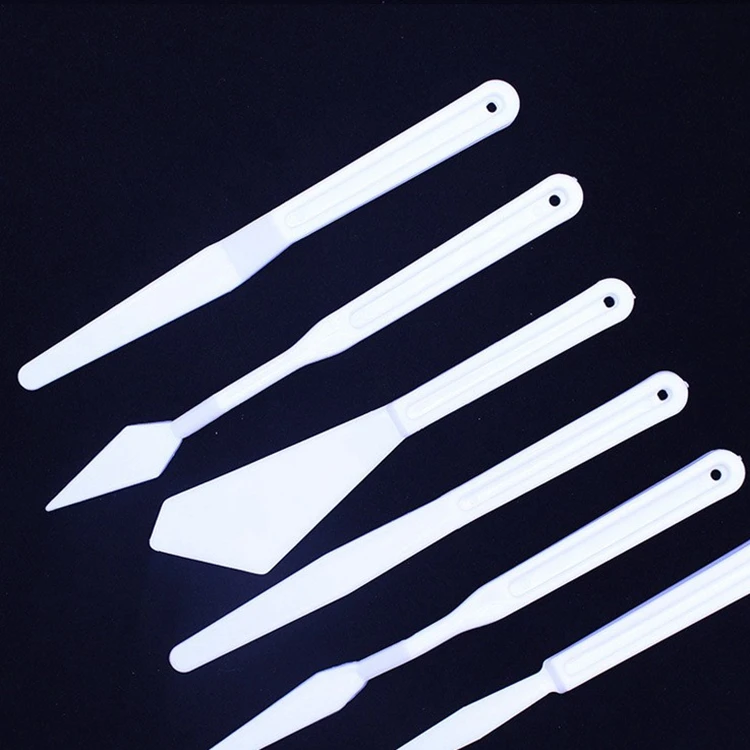 Wholesale Crafts Supplies Ceramic Tools 6pcs different size white plastic palette knife set with painting